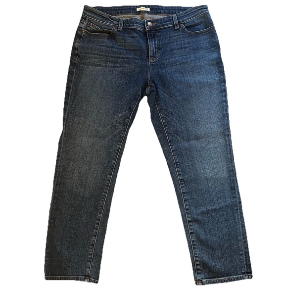 Eileen Fisher Blue Jeans Womens 12P Petite Whiskers Straight Leg Mom Y2K USA - Picture 1 of 8
